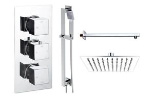 Galaxy Square Shower Valve & Kit Pack 3 - Chrome
